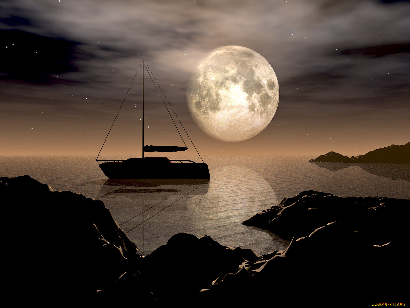 Море и луна ночью фото